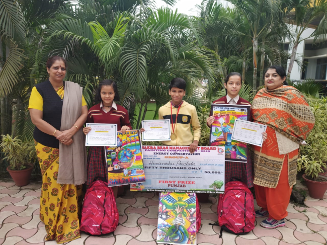 Himanshu Pancheta of Class V won Cash Prize of Rs.50000/- and Vanshika of Class VI got consolation prize of 7500/- in BBMB State Level Poster Making Competition.
